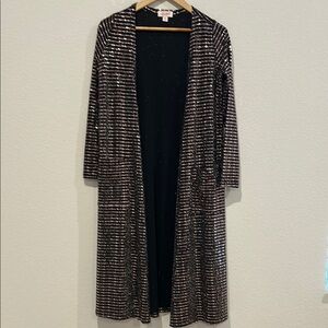 Elegant Black and Copper Sequin Cardigan